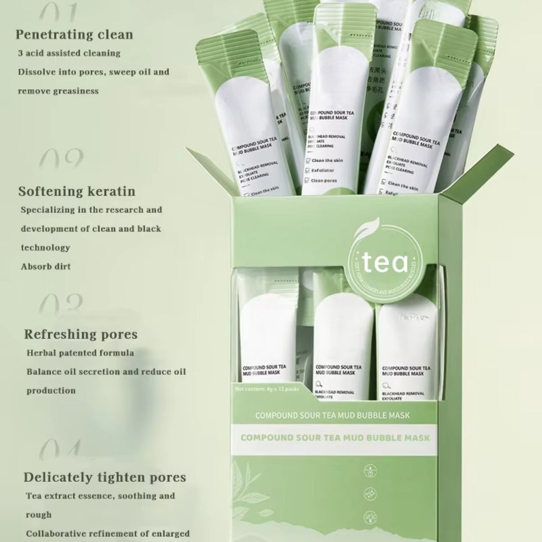 Korean Compound Sour Tea Bubble Mask (Buy 1 Get 2 Free)